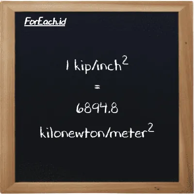 1 kip/inch<sup>2</sup> is equivalent to 6894.8 kilonewton/meter<sup>2</sup> (1 ksi is equivalent to 6894.8 kN/m<sup>2</sup>)